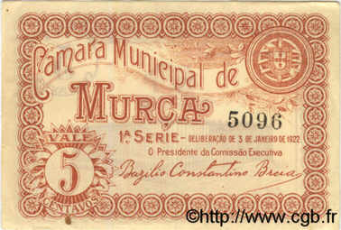 5 Centavos PORTUGAL Murca 1922  XF