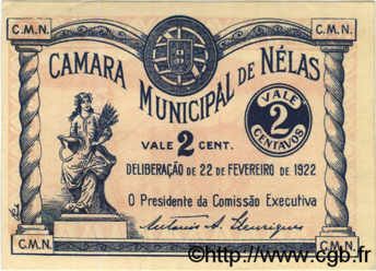 2 Centavos PORTUGAL Nelas 1922  AU