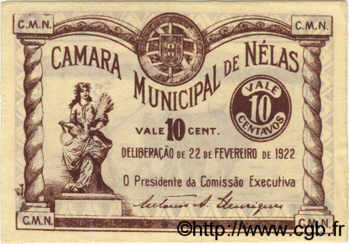 10 Centavos PORTOGALLO Nelas 1922  AU
