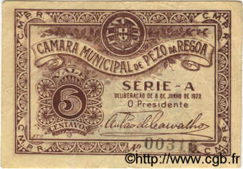 5 Centavos PORTUGAL Pezo Da Regoa 1922  TTB+