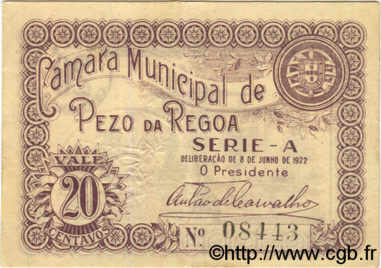 20 Centavos PORTUGAL Pezo Da Regoa 1922  SUP