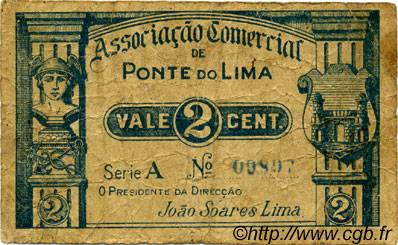 2 Centavos PORTOGALLO Ponte De Lima 1920  q.MB