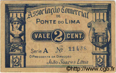 2 Centavos PORTUGAL Ponte De Lima 1920  MBC