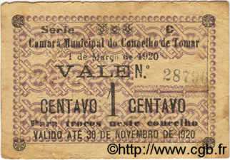 1 Centavo PORTUGAL Tomar 1920  VG