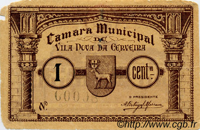 1 Centavo PORTOGALLO Vila Nova Da Cerveira 1920  q.MB