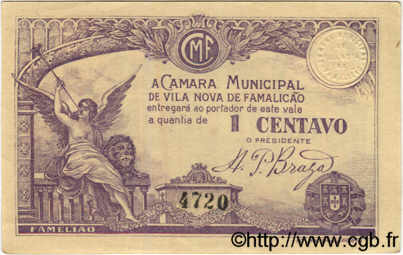 1 Centavo PORTUGAL Vila Nova De Famalicao 1918  SC+