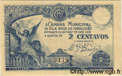 2 Centavos PORTUGAL Vila Nova De Famalicao 1918  AU