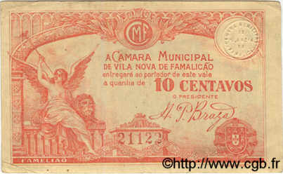 10 Centavos PORTUGAL Vila Nova De Famalicao 1918  VF+