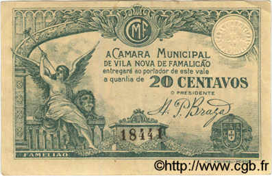 20 Centavos PORTUGAL Vila Nova De Famalicao 1920  EBC