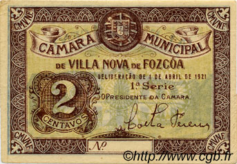 2 Centavos PORTUGAL Vila Nova De Fozcoa 1918  XF