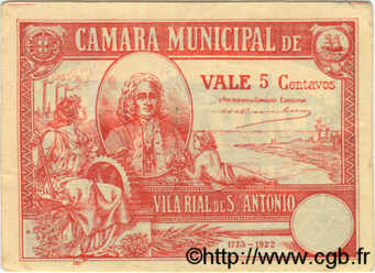 5 Centavos PORTOGALLO Vila Rial De Sto. Antonio 1920  SPL