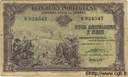 2,5 Angolares ANGOLA  1948 P.071 B+ à TB