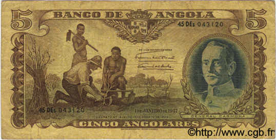 5 Angolares ANGOLA  1947 P.077 B+