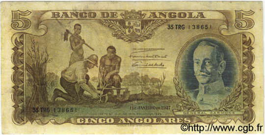 5 Angolares ANGOLA  1947 P.077 TTB