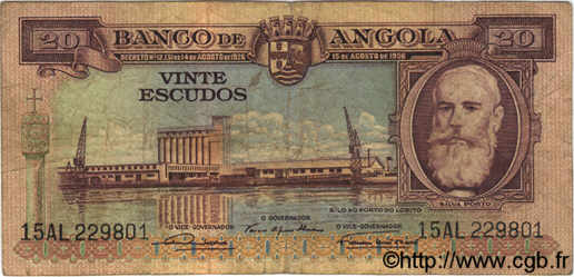 20 Escudos ANGOLA  1956 P.087 TB