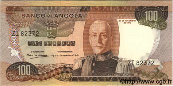 100 Escudos  ANGOLA  1972 P.101 UNC-