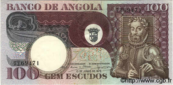 100 Escudos ANGOLA  1973 P.106 SUP+