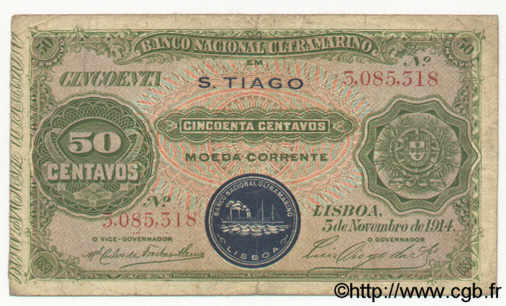 50 Centavos CAP VERT  1914 P.16 TB