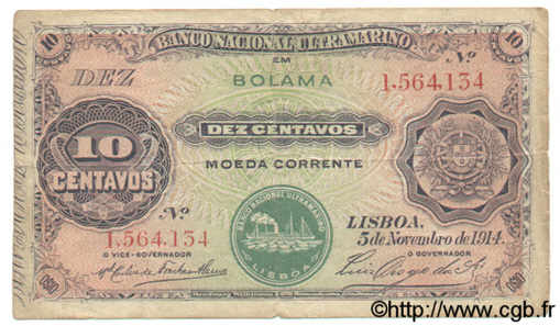 10 Centavos GUINÉE PORTUGAISE  1914 P.006 TB+