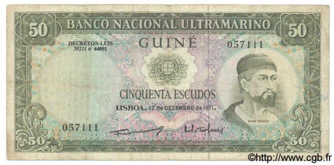 50 Escudos GUINÉE PORTUGAISE  1971 P.044 TB