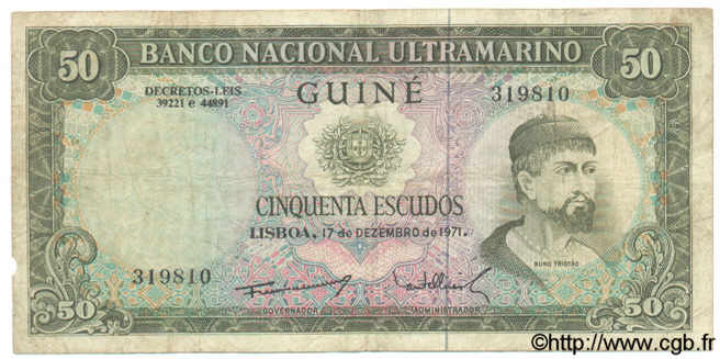 50 Escudos GUINÉE PORTUGAISE  1971 P.044 TB+