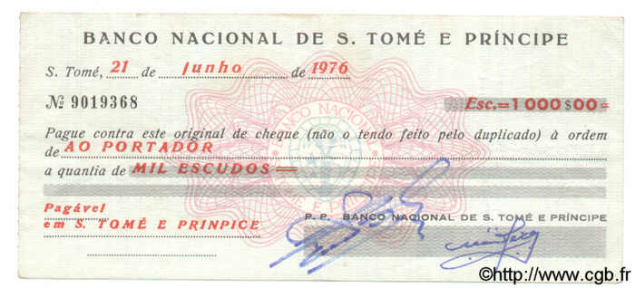1000 Escudos SAINT THOMAS et PRINCE  1976 P.051 TTB+