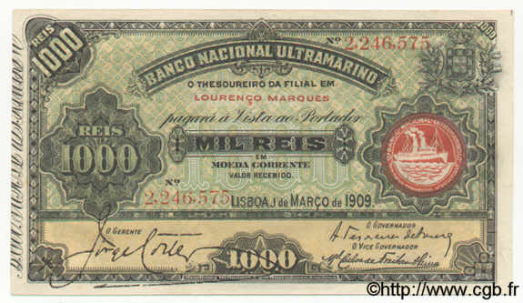 1000 Reis  MOZAMBIQUE  1909 P.033 pr.NEUF