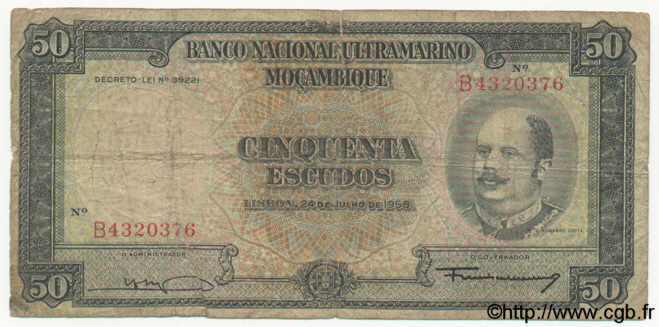 50 Escudos MOZAMBIQUE  1958 P.106 AB