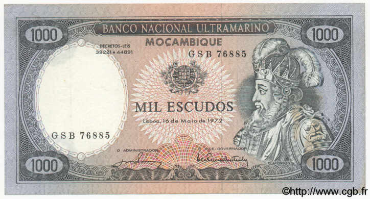 1000 Escudos  MOZAMBIQUE  1972 P.112 TTB+