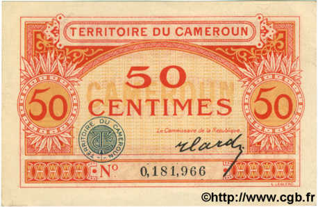 50 Centimes CAMEROUN  1922 P.04 SPL+