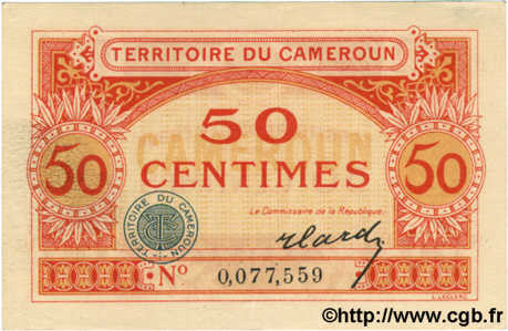 50 Centimes  CAMEROUN  1922 P.04 SPL