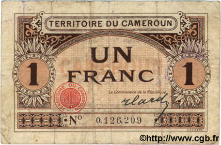 1 Franc CAMEROUN  1922 P.05 TB