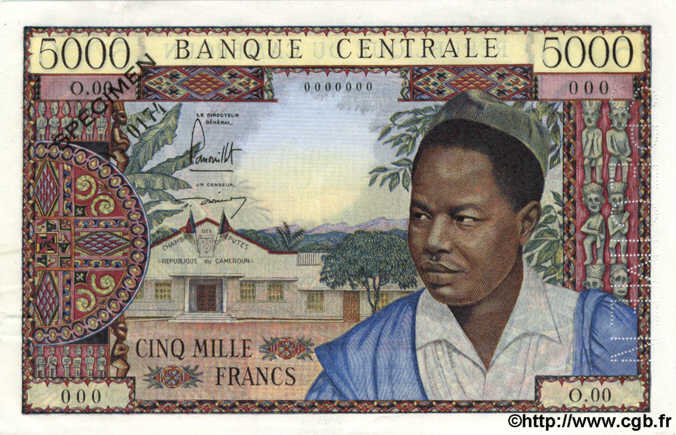 5000 Francs Spécimen CAMEROUN  1961 P.08s SPL