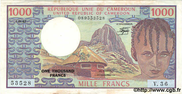 1000 Francs CAMEROUN  1982 P.16d TTB+