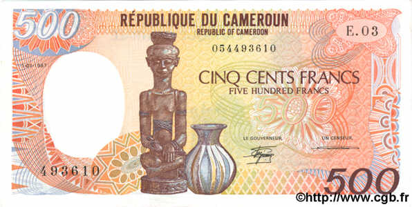 500 Francs  CAMEROUN  1987 P.24a SPL