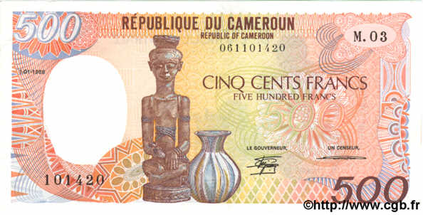 500 Francs CAMEROUN  1988 P.24a SUP