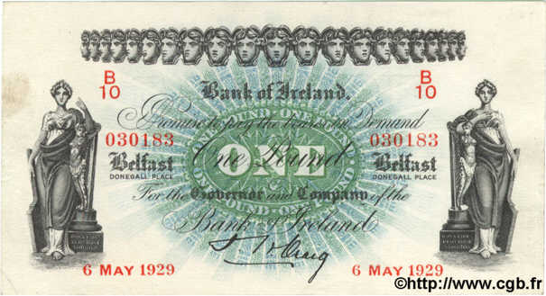 1 Pound IRLANDE DU NORD  1929 P.051a pr.SUP