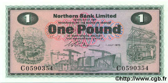 1 Pound IRLANDE DU NORD  1970 P.187a NEUF