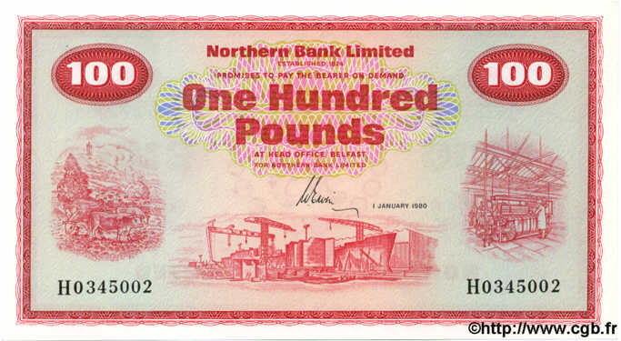 100 Pounds IRLANDE DU NORD  1980 P.192 NEUF