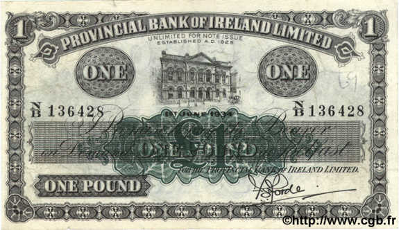 1 Pound  IRLANDE DU NORD  1934 P.231b TTB