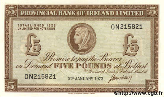 5 Pounds IRLANDE DU NORD  1972 P.246 NEUF