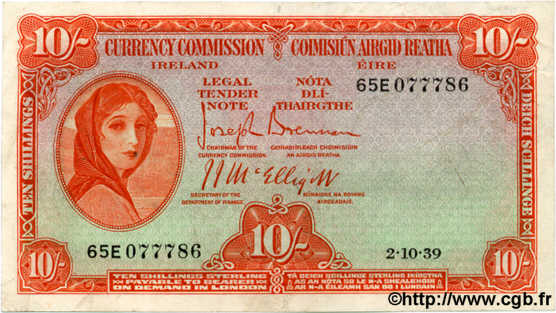 10 Shillings  IRLANDE  1939 P.001B TTB