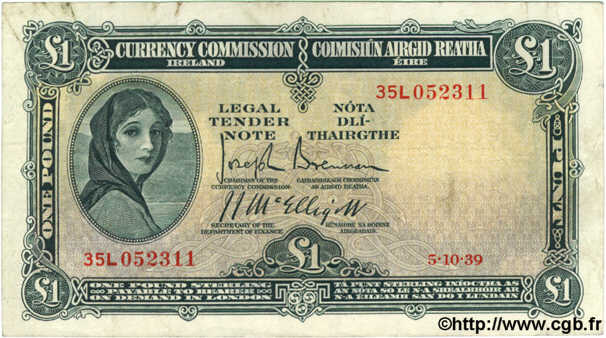 1 Pound IRLANDE  1939 P.002B pr.TTB