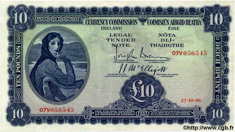 10 Pounds IRLANDE  1938 P.004B TTB