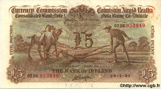 5 Pounds  IRLANDE  1931 P.09a TTB+