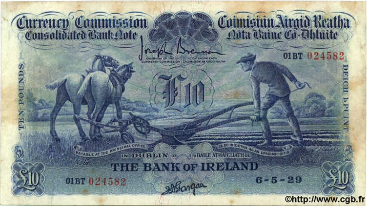 10 Pounds IRLANDE  1929 P.010 TB