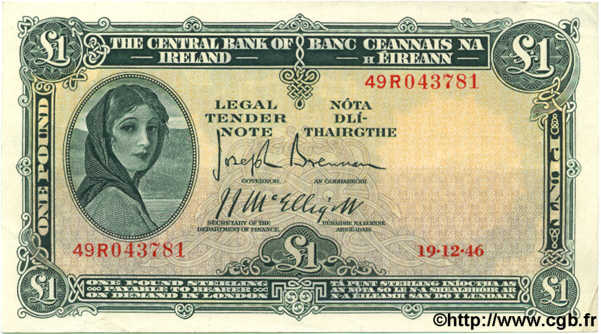 1 Pound IRLANDE  1946 P.057b SUP