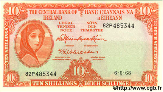 10 Shillings IRLANDE  1968 P.063a NEUF
