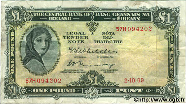 1 Pound IRLANDE  1969 P.064b TB+