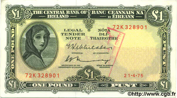 1 Pound IRLANDE  1975 P.064c SPL